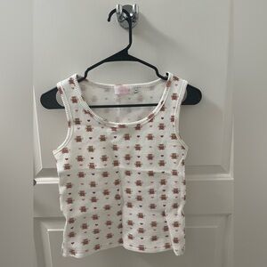 Sweetly Valentine’s Bear White Waffle Knit Tank